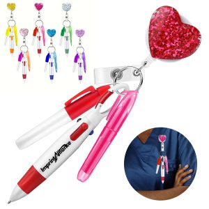 Retractable Nurse Badge Reel With Mini Pen  Highlighter
