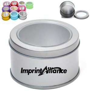 Round Metal Tin Canister with Clear Window Lid