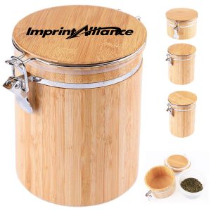 Airtight Bamboo Finish Stainless Steel Food Storage Canister