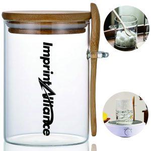 Borosilicate Glass Airtight Spice Jar Set with Bamboo Spoon