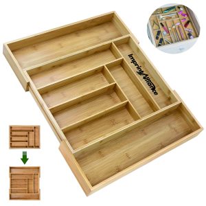Expandable Bamboo Kitchen Drawer Organizer & Cutlery Tray