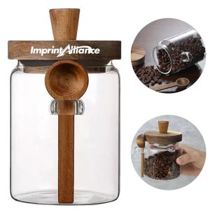 400ml Glass Storage Jar with Acacia Wood Lid & Spoon Holder