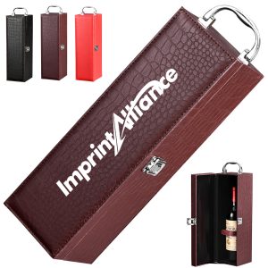 Luxury Single Bottle Leather Wine Gift Box with Handle