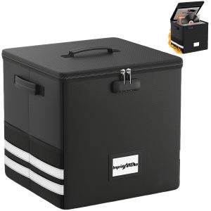 Fireproof Vinyl Record Storage Box with Combination Lock