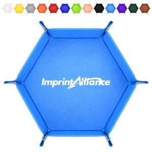 Foldable Hexagonal PU Leather Dice Rolling Tray & Valet