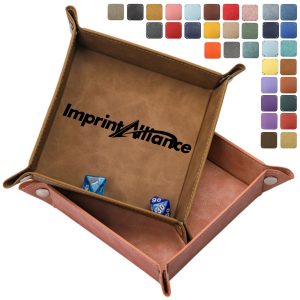 Foldable Square PU Leather Dice Rolling Tray w/ Snap Corners