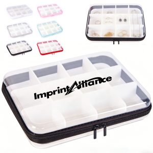 Zippered Fabric Storage Box with Clear Window & Compartments