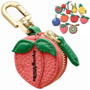 Fruit Shaped Mini Leather Coin Purse Keychain & Bag Charm
