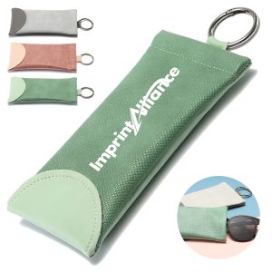 Portable Soft PU Leather Sunglasses Pouch with Keyring Loop
