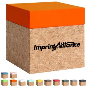 Eco-Friendly Cork Storage Cube Gift Box w/ Colored Lid