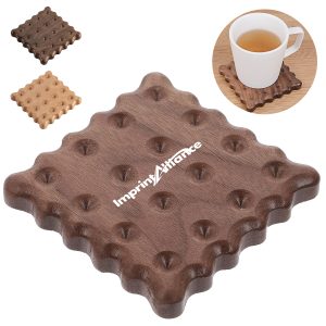Solid Wood Biscuit Shaped Coaster & Heat Insulation Pad