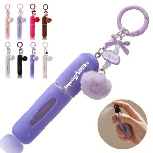 5ml Plush Bottom-Fill Perfume Atomizer Keychain w/ Bag Charm