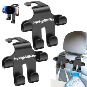 Car Headrest Hook &Foldable Phone Holder Seat Back Organizer