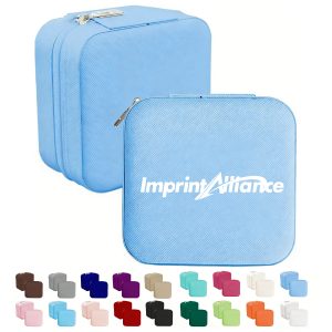 Portable PU Leather Travel Jewelry Organizer Case w/ Zipper