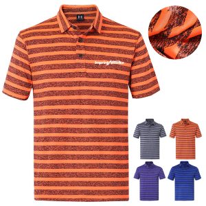 Performance Moisture-Wicking Striped Men's Golf Polo Shirt