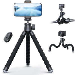 Flexible Tripod with Phone Holder and Bluetooth Remote