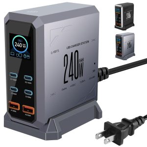 240W Multi-Port USB Fast Charging Station with Display