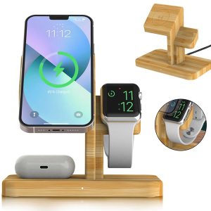 Bamboo 3-in-1 Magnetic Wireless Charging Stand