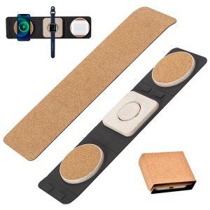Cork & Wheat Straw 3-in-1 Foldable Wireless Charger