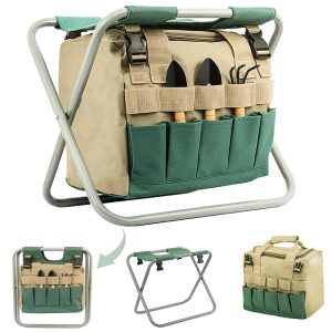 30L Folding Garden Stool with 5-Piece Tool Set & Bag
