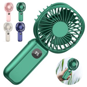 Mini Handheld Fan with LED Display & USB Rechargeable Design