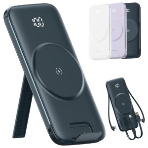 10000mAh MagSafe Power Bank with Built-in Cable and Stand