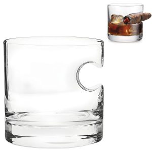 Square Retro Fashioned Whiskey Glass with Cigar Rest