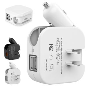 2-in-1 Car and Wall Charger w/ Dual USB Fast Charging Ports
