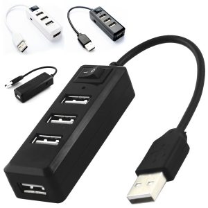 4-Port USB Hub with Power Switch for PC & Laptop