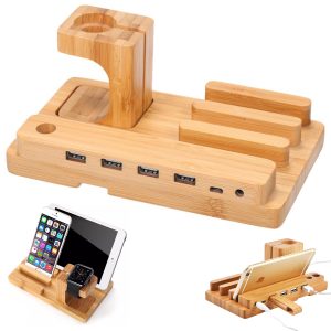 Bamboo Multi-Device Charging Dock & Organizer