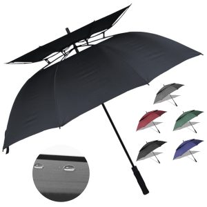 Double Canopy Vented Golf Umbrella for Wind Resistance