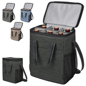 120L Insulated 6-Bottle Wine Cooler Bag with Dividers