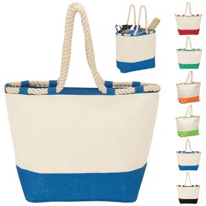 20L Durable Canvas Beach Tote Bag with Rope Handles