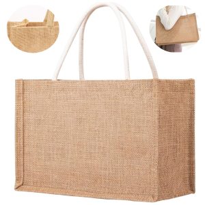 8L Eco-Friendly Jute Hessian Reusable Shopping Tote Bag
