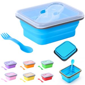 Foldable Silicone Lunch Box with Utensil Set