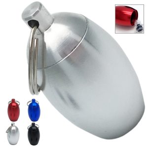 Oval Egg-Shaped Metal Pill Case Keychain & Storage