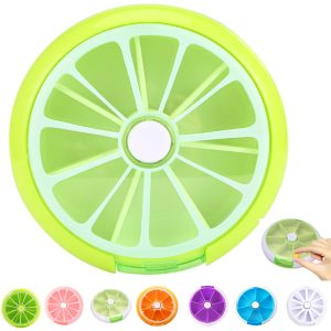 Portable 7 Day Rotating Pill Organizer Case