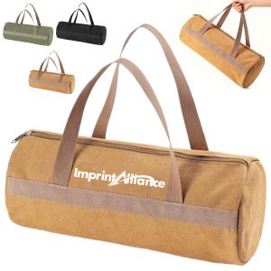 Heavy Duty Cylindrical Canvas Utility Storage Bag W/ Handles