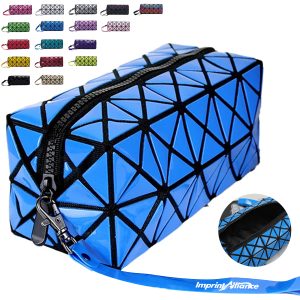 Holographic Geometric PU Leather Cosmetic Pouch