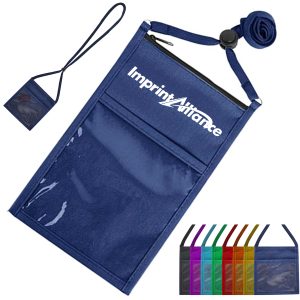 Lightweight Non-Woven ID Badge Holder Neck Pouch W/ Lanyard