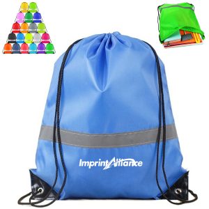 Reflective Strip Drawstring Backpack Safety Cinch Sack