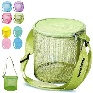 Breathable Mesh Seashell Collecting Bucket Storage Tote Bag