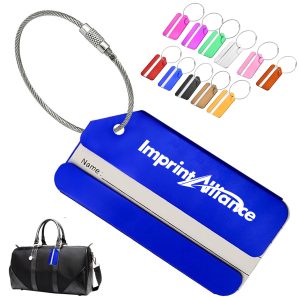 Aluminum Alloy Metal Luggage Tag With Steel Cable Loop