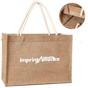Large Landscape Natural Jute Burlap Tote Bag
