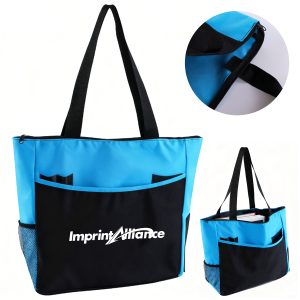 Two-Tone Non-Woven Exhibition Tote Bag With Front Pocket
