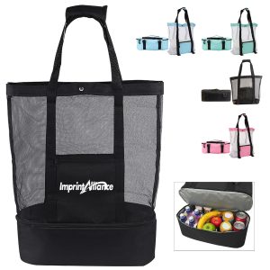 2-In-1 Detachable Insulated Cooler Mesh Beach Tote Bag