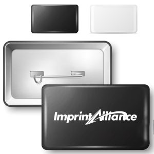 Rectangular Metal Badge Button with Safety Pin Back