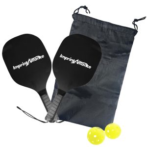 Wooden Pickleball Paddle Set with Balls and Carry Bag