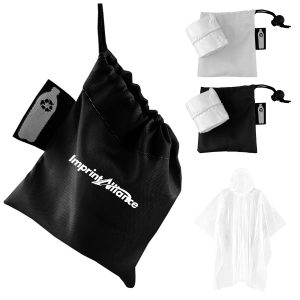 RPET Reusable Rain Poncho with Drawstring Pouch