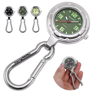 Luminous Outdoor Carabiner Clip Watch Keychain with Compass